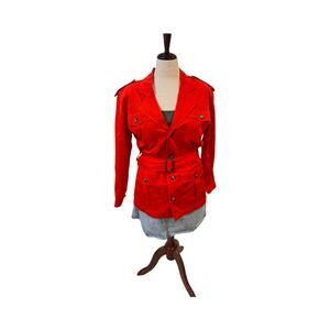 NWT Vintage 80s Jones New York Sport Red Cotton Safari Jacket Medium